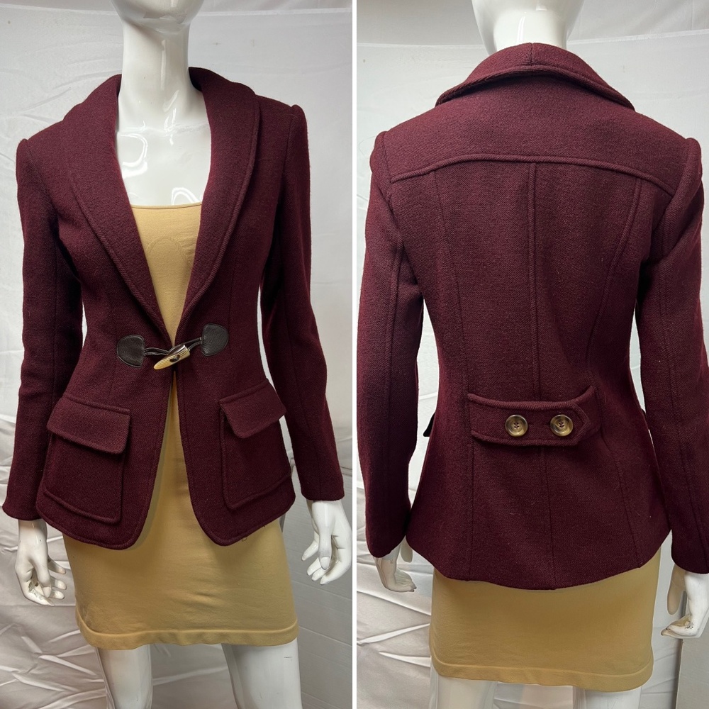 Lanidor Collection Women’s 36 (Small) Brick Red Wool Toggle Blazer Jacket